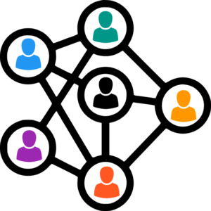 network graphic of a network of people connecting